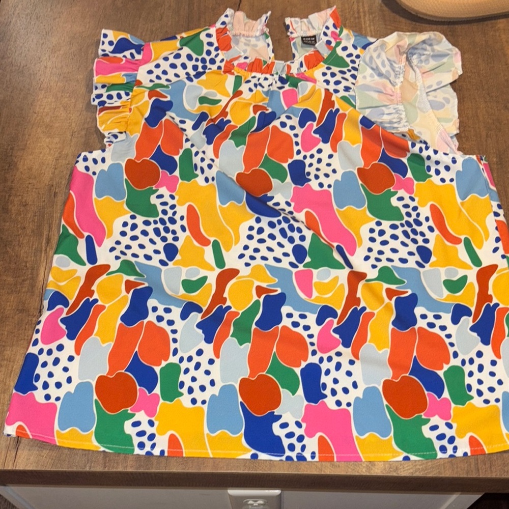 SHEIN Colorful Abstract Print Blouse